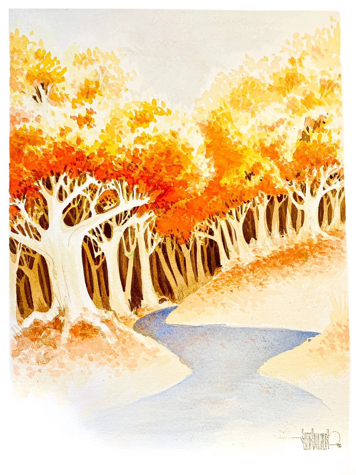 Autumn Woods original watercolor painting